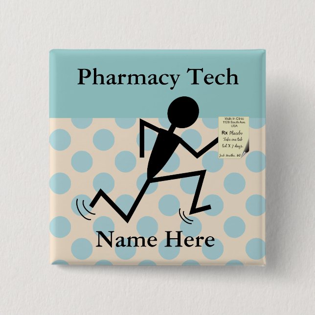 Pharmacy Tech Name Pins Badges (Front)