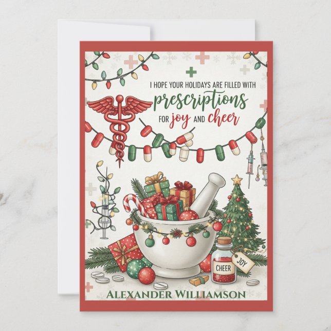 Pharmacy Tech & Nurse Christmas Card Joy (Front)