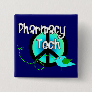 Pharmacy Tech Peace Sign Design Gifts 2 Inch Square Button