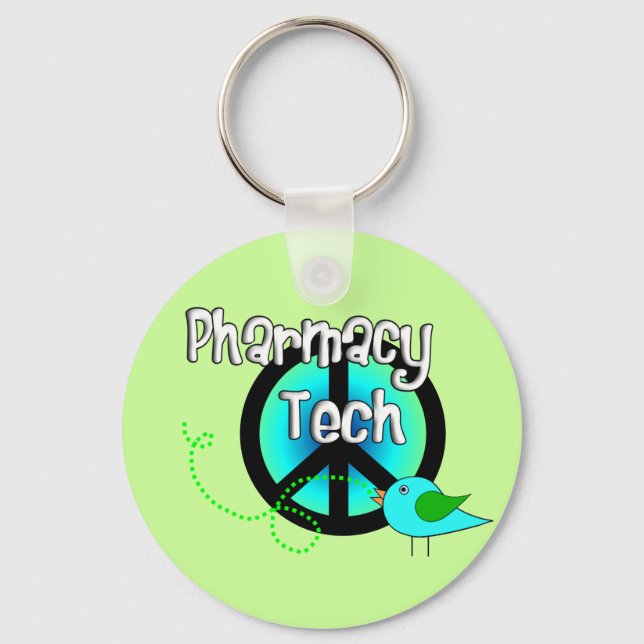 Pharmacy Tech Peace Sign Design Gifts Keychain (Front)