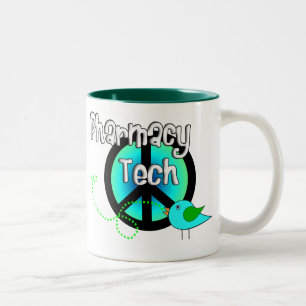 Pharmacy Tech Peace Sign Design Gifts Two-Tone Coffee Mug