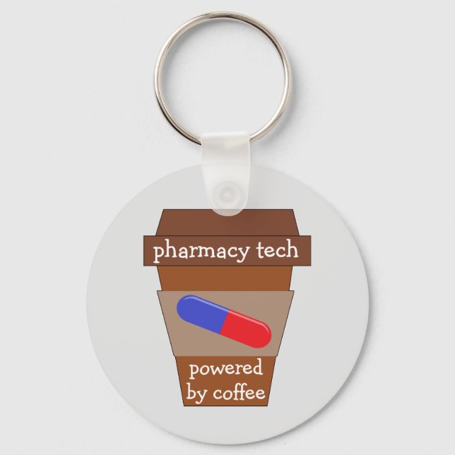 Pharmacy Tech Powered By Coffee Keychain (Front)
