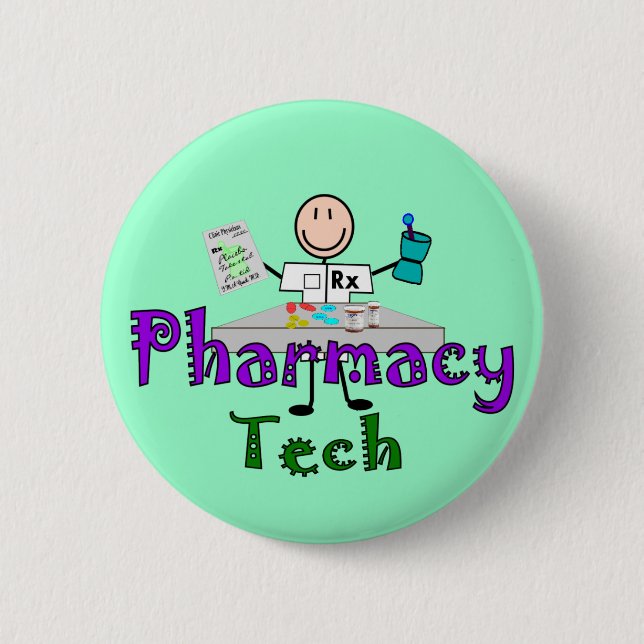Pharmacy Tech Stick People Design Gifts 2 Inch Round Button (Front)