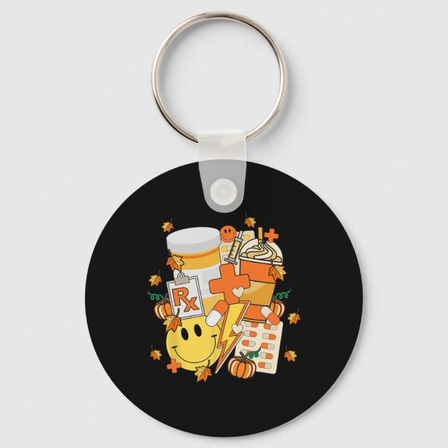 Pharmacy Tech Technician Pharmacist Student Fall V Keychain (Front)