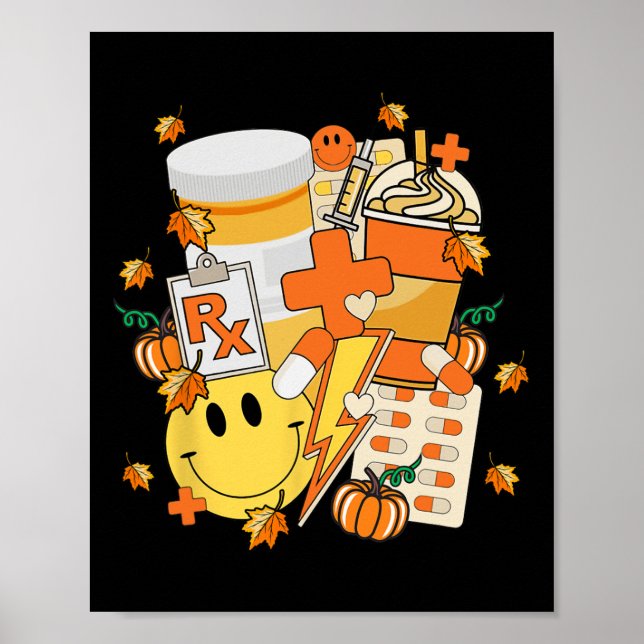 Pharmacy Tech Technician Pharmacist Student Fall V Poster (Front)