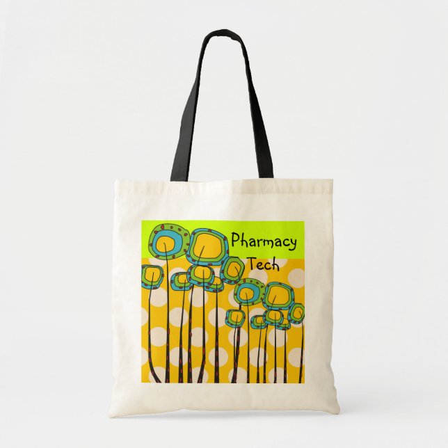 Pharmacy  Tech Tote Whimsical Flowers (Front)