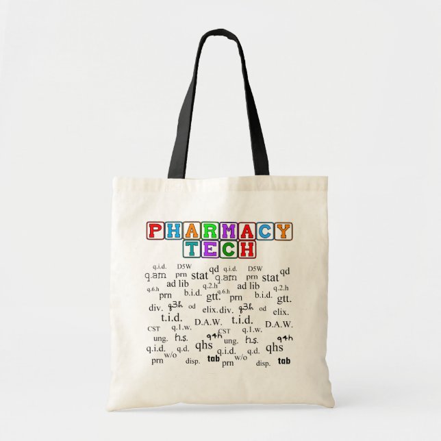 Pharmacy Tech Tote With Rx Abbreviations Bag (Front)