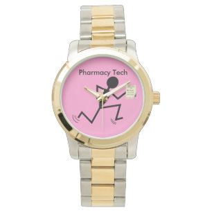 Pharmacy Tech Watch Stickman Running Pink
