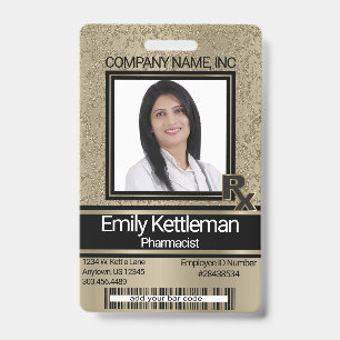 Pharmacy Technician Photo Badge - Gold