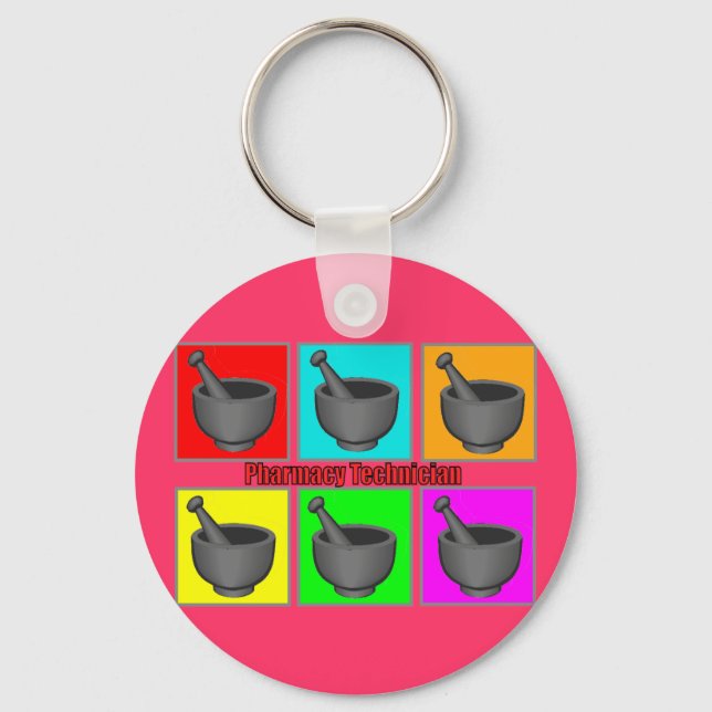 Pharmacy Technician Popart Gifts Keychain (Front)