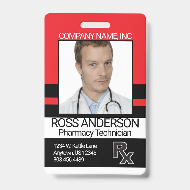 Pharmacy Technician - Red and Black Badge (Front)