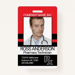 Pharmacy Technician - Red and Black Badge