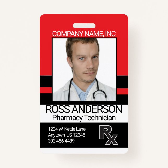 Pharmacy Technician - Red and Black Badge (Front)