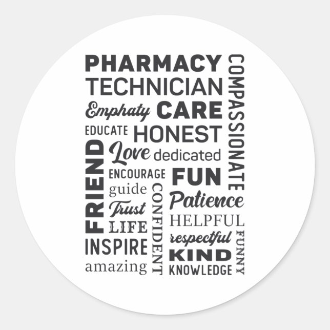 Pharmacy Technician Tech Medicine Pharmacist Gift Classic Round Sticker (Front)