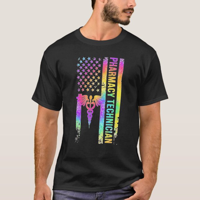 Pharmacy Technician US Flag Pharmacy Tech Pharm Te T-Shirt (Front)