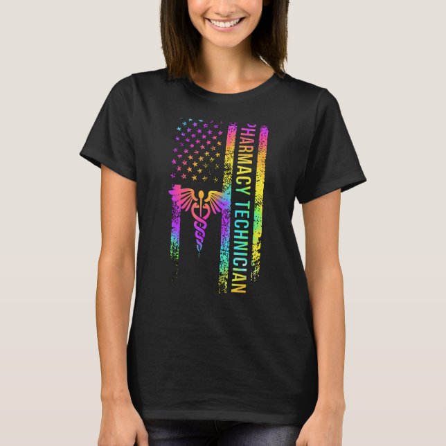 Pharmacy Technician US Flag Pharmacy Tech Pharm Te T-Shirt (Front)