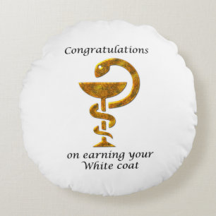 Pharmacy White Coat Ceremony Congratulations Round Pillow