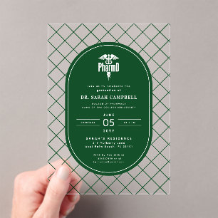 PharmD Doctor of Pharmacy Graduation Check Pattern Acrylic Invitations