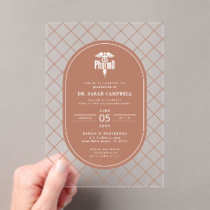 PharmD Doctor of Pharmacy Graduation Check Pattern Acrylic Invitations