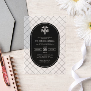 PharmD Doctor of Pharmacy Graduation Check Pattern Vellum Invitations