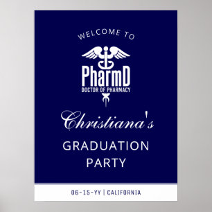 PharmD Marine Bleu Blanc Grad Party Affiche de bie