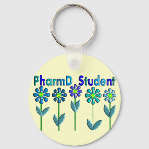 PharmD Student BLUE FLOWERS Keychain