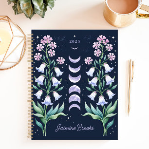 Phase de lune florale céleste Nom personnalisé