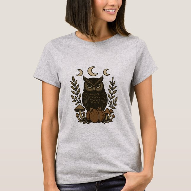 Phases de la lune de hibou mystique T-shirt - Goth (Devant)