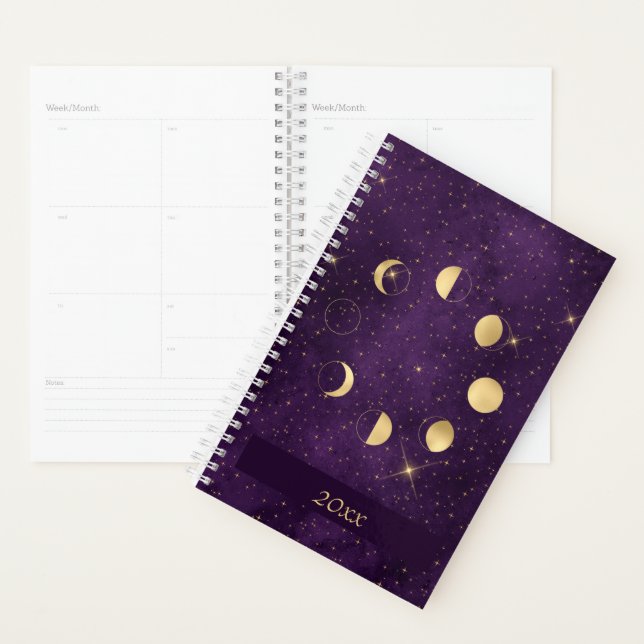 Phases de la Lune d'or sur les étoiles violettes (Devant avec enveloppe)