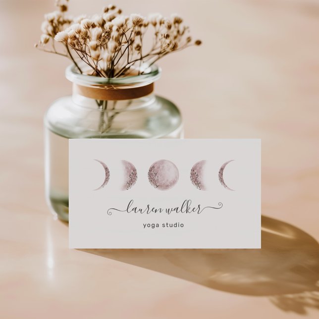 Phases de la lune rose pâle Yoga Studio Carte de v (Créateur téléchargé)