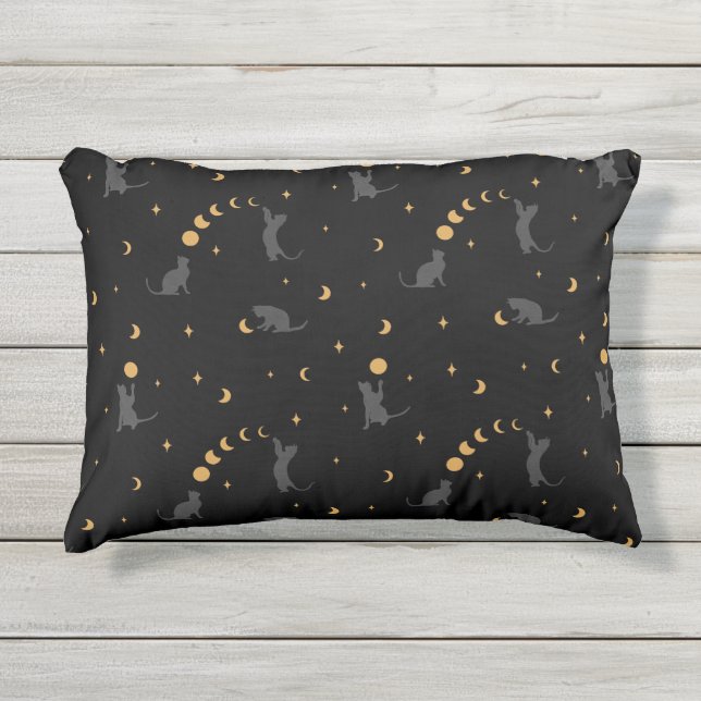 Phases de lune de chat noir Coussin d'acCENCE (Devant)