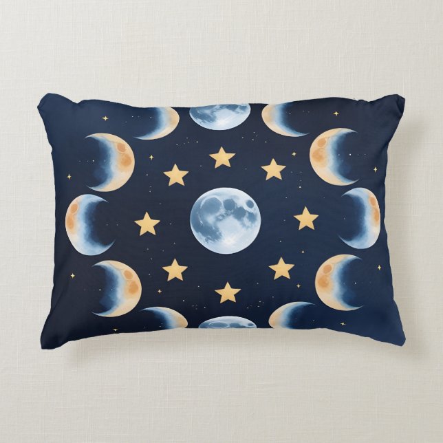 Phases de Lune & Étoiles | Coussin d'Accent Célest (Devant)