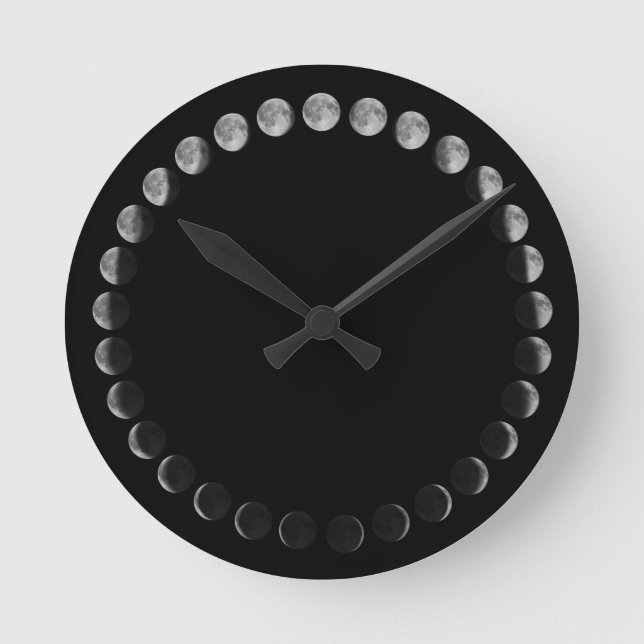 Phases of Moon, Moon Phase, Lunar cycle, moon, sky Round Clock (Front)