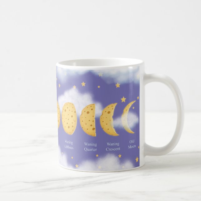 Phases of the Cheese Moon Lavender Sky Lunar Chart Coffee Mug (Right)