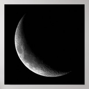 PHASES OF THE MOON, CRESCENT MOON. PHOTO 5 OF 5. POSTER