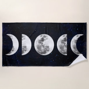 Phases of the Moon Galaxy Beach Towel