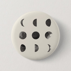 Phases of the Moon Lunar Watercolor 2 Inch Round Button