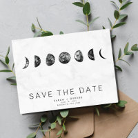 Phases of the Moon Marble Wedding Save Dates