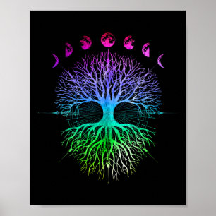 Phases Of The Moon Tree Of Life Hippy  Poster