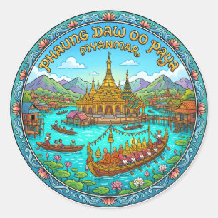 Phaung Daw Oo Paya Myanmar Classic Round Sticker