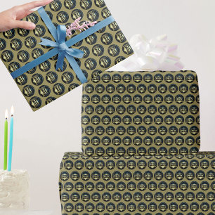 Phd cap gold black pattern doctoral degree wrapping paper