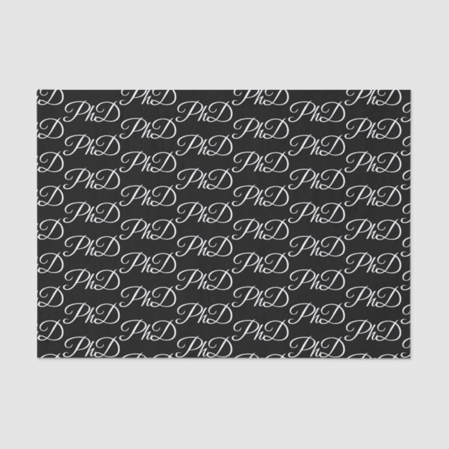 PhD degree Black Graduation Celebration Tissue Paper (Front)