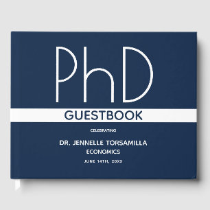 PhD degree Graduation Party Blue Guest Book