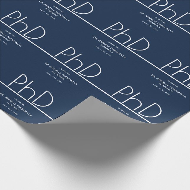 PhD degree Graduation Party Blue Wrapping Paper (Corner)