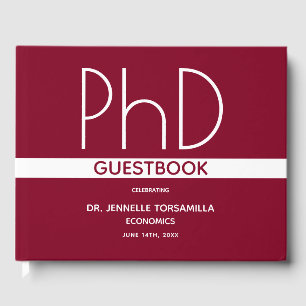 PhD degree Graduation Party Burgundy Guest Book