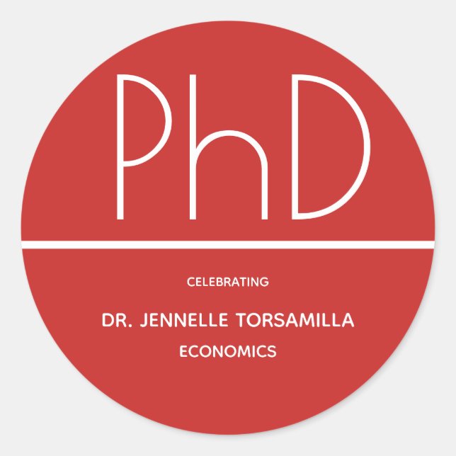 PhD degree Graduation Party Classic Round Sticker (Front)