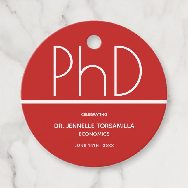 PhD degree Graduation Party Favour Tags (Front)
