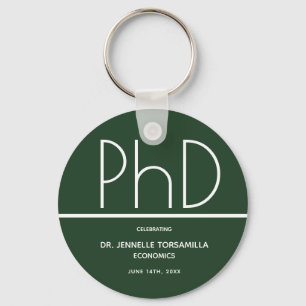 PhD degree Graduation Party Green Favour Keychain