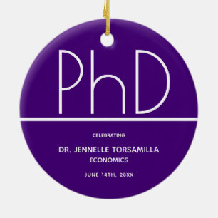 PhD degree Graduation Purple Keepsake Ceramic Ornament