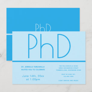 PhD degree Light Blue Graduation Party Invitation